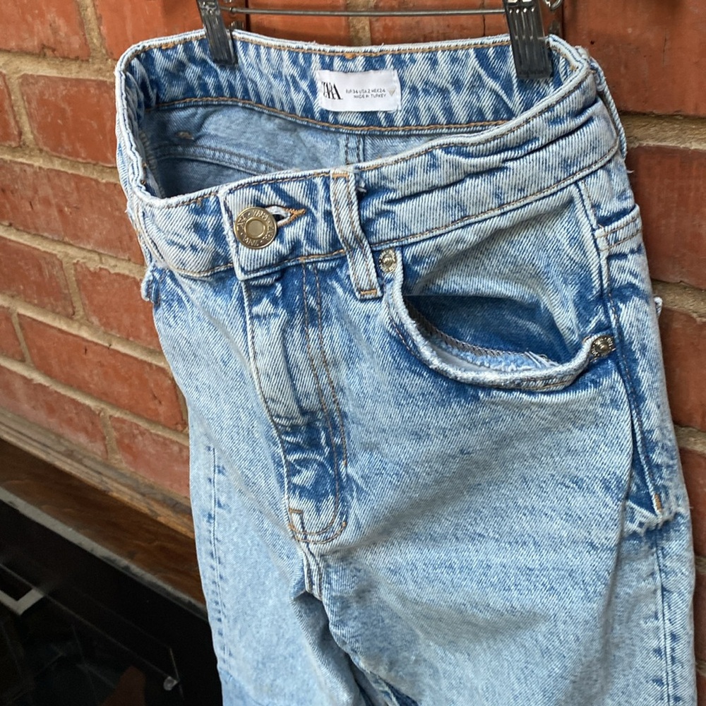 Zara Patchwork Collection Wide Leg High Waist Jea… - image 6